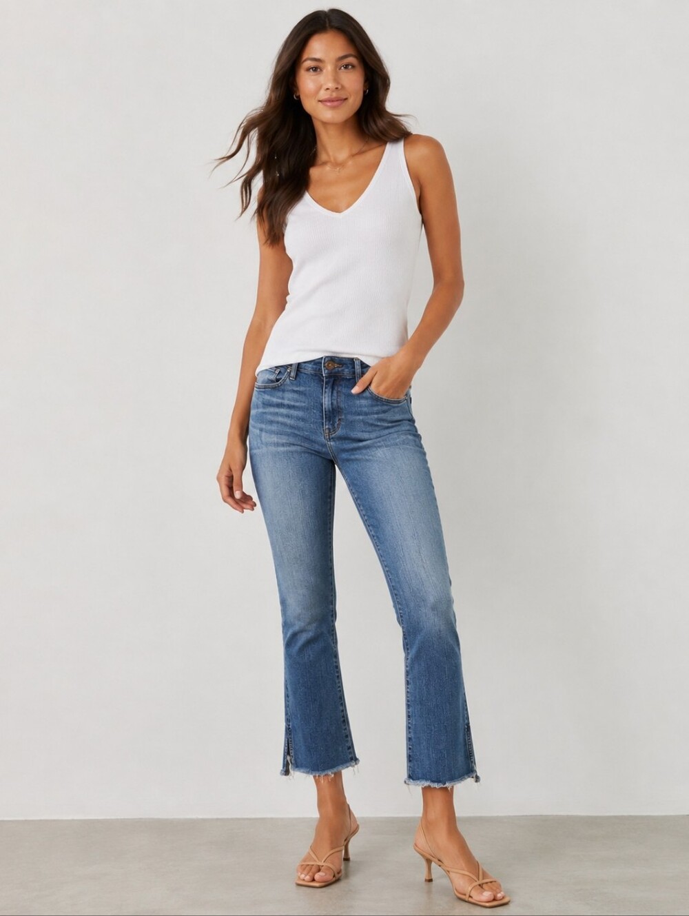 ❤️ 3×1 NYC CROP BABY BOOT BOOTCUT JEANS, SPLIT RAW HEM, 6 (28)